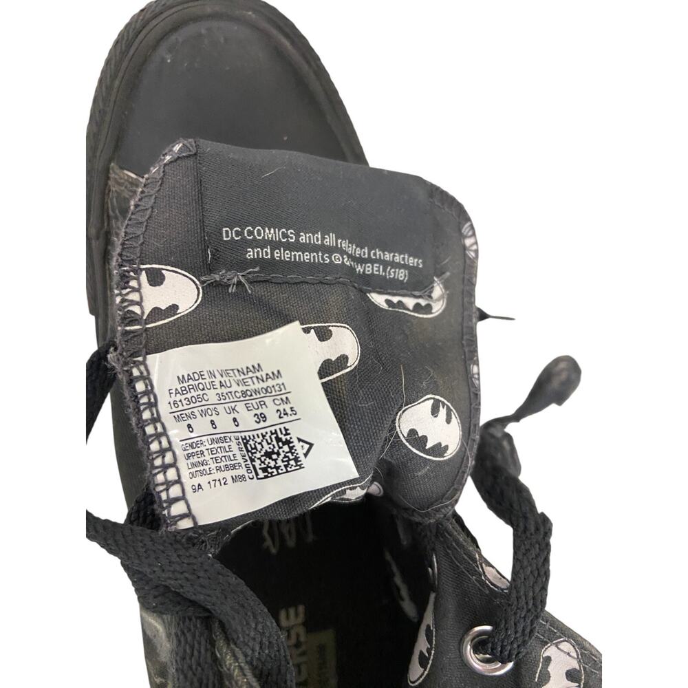 Converse DC Comics High Top Rebirth Canvas Sneakers Unisex 6M/8W Black Batman - Picture 10 of 12